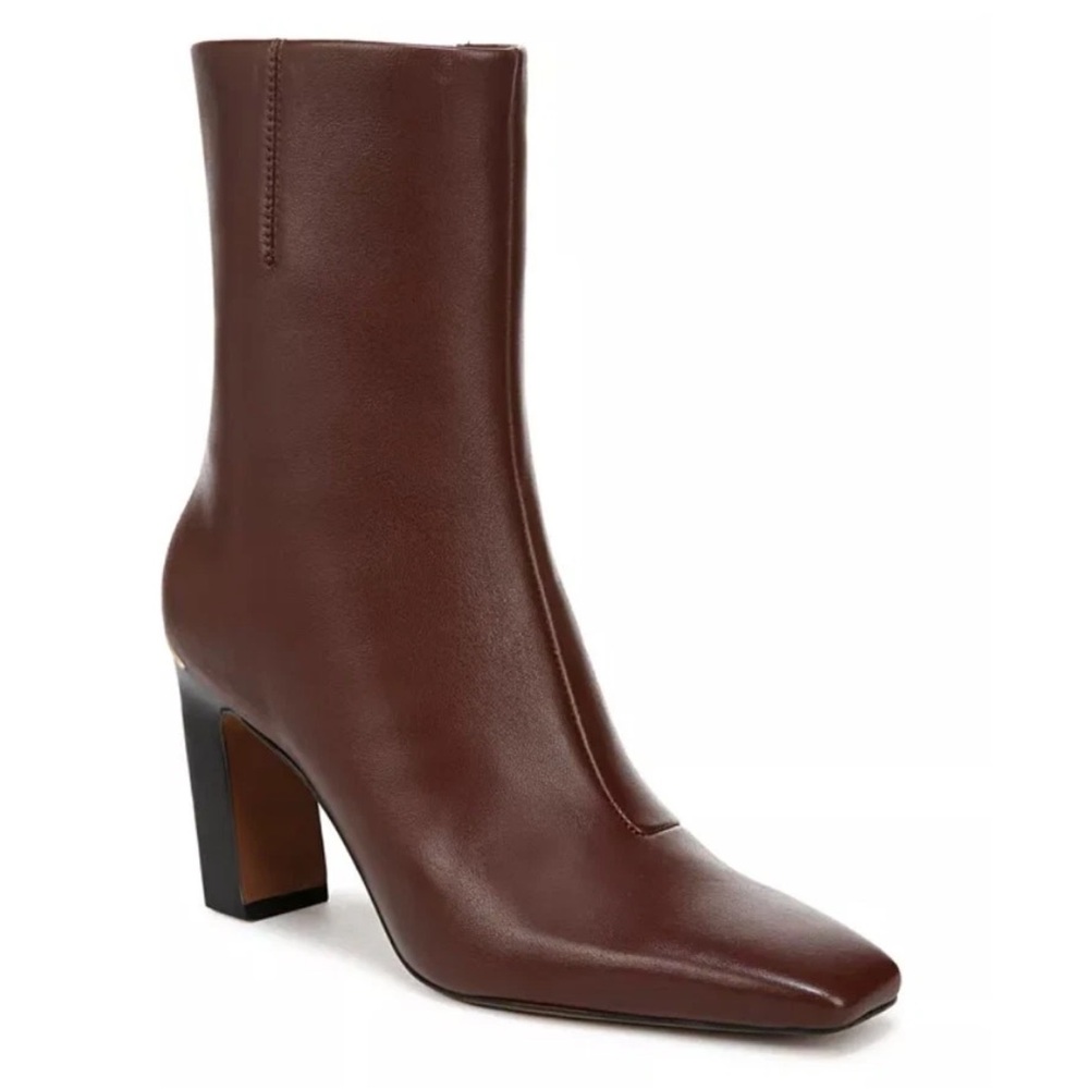 Franco Sarto Boots -Briar
 Brown Leather Mid-Calf Block Heel Boots